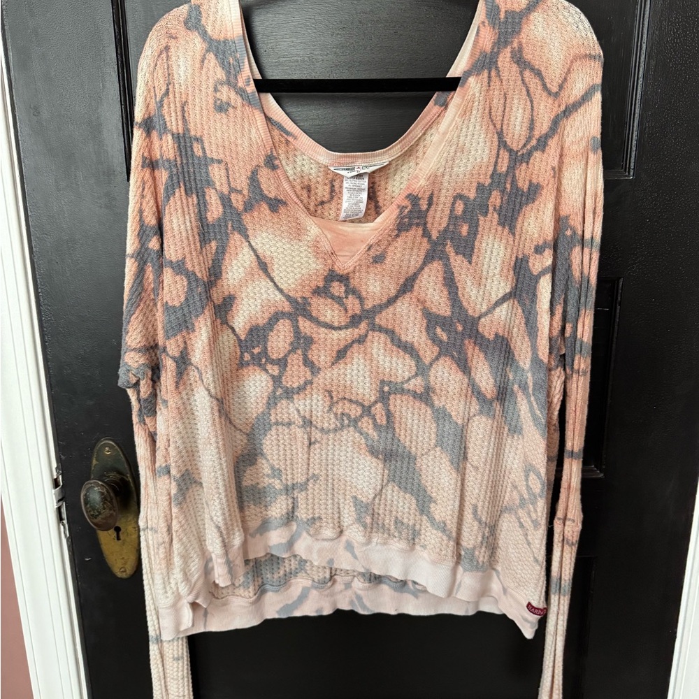 Hard Tail Women's Tye-Dyed Top in Pink and Gray